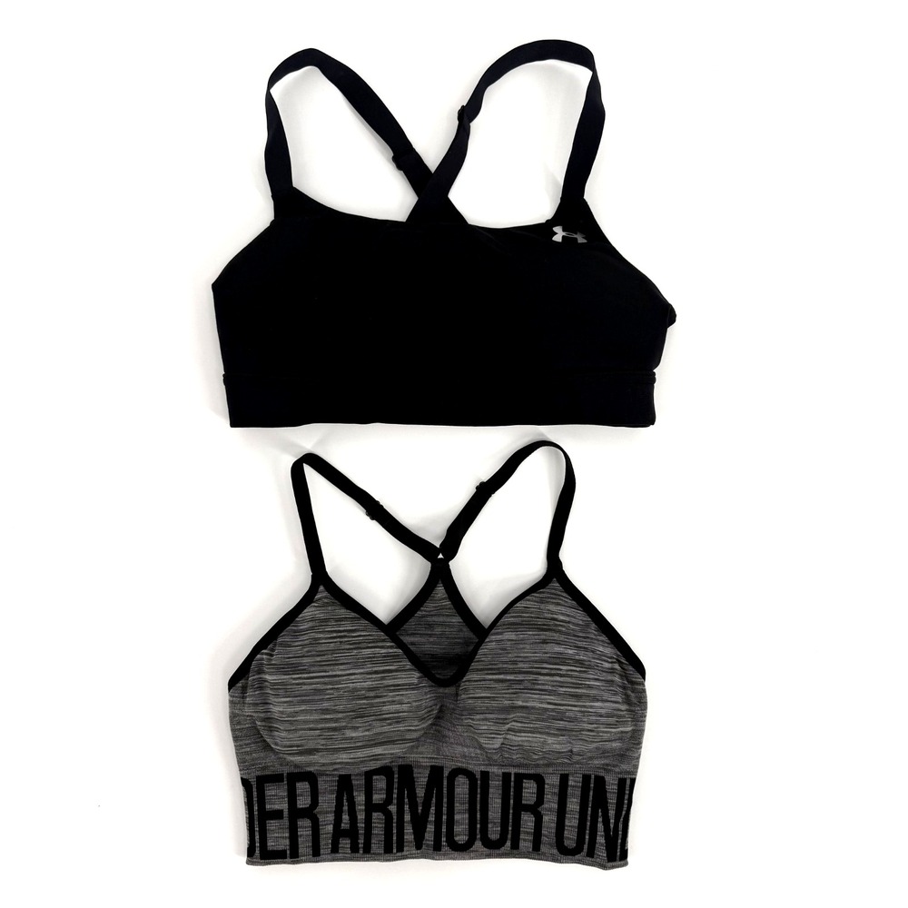 Under Armour Sports Bra Lot Women Small Black Grey Athletic Workout Bras